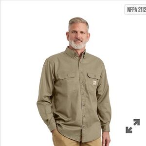 Carhartt FR FRS160 Twill Work Shirt LG Flame Resistant NFPA 70E Khaki